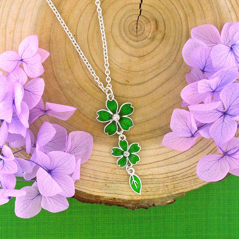 883-049: Enamel cherry blossom flower necklace