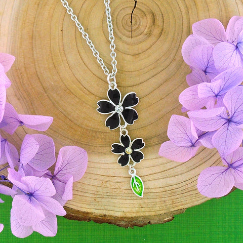 883-049: Enamel cherry blossom flower necklace