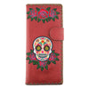 97-188: Sugar skull embroidered vegan large flat wallet