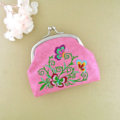 LAVISHY butterfly embroidered kiss lock frame vegan coin purse for everyday use or a gift for family & friends. Wholesale at www.lavishy.com