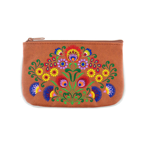LAVISHY  Polish folk art style flower embroidered vegan small pouch/coin purse for everyday use or a gift for your family & friends. Wholesale at www.lavishy.com 