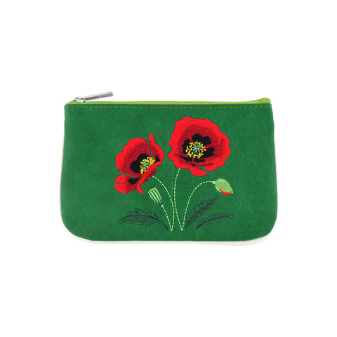 98-005: Poppy embroidered vegan small pouch