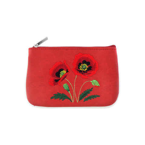 98-005: Poppy embroidered vegan small pouch