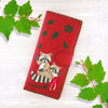 98-214: Raccoon mama & baby embroidered vegan large flat wallet