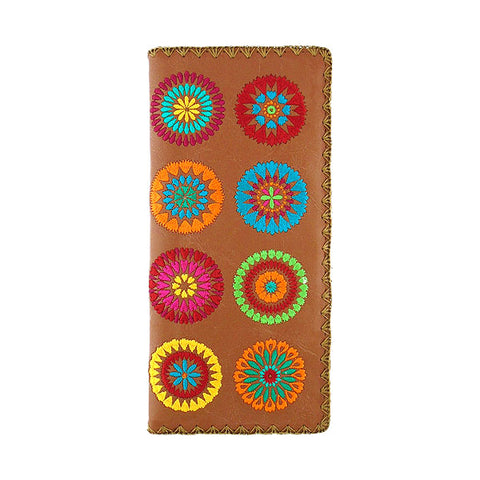 98-225: Flora embroidered vegan large flat wallet