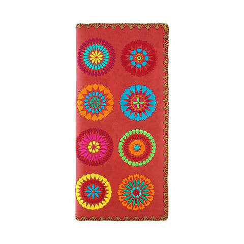 98-225: Flora embroidered vegan large flat wallet