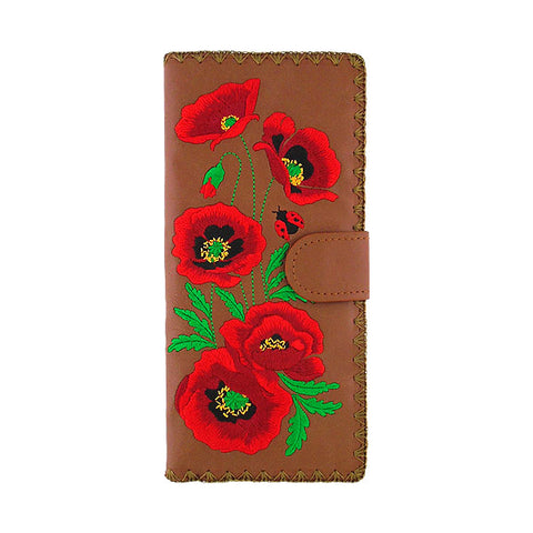 98-227: Poppy embroidered vegan large flat wallet