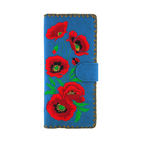 98-227: Poppy embroidered vegan large flat wallet