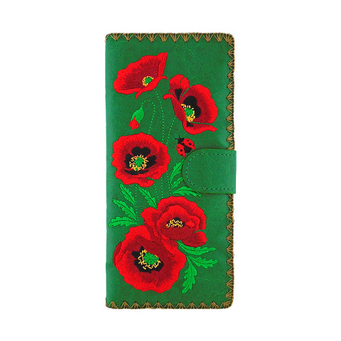 98-227: Poppy embroidered vegan large flat wallet
