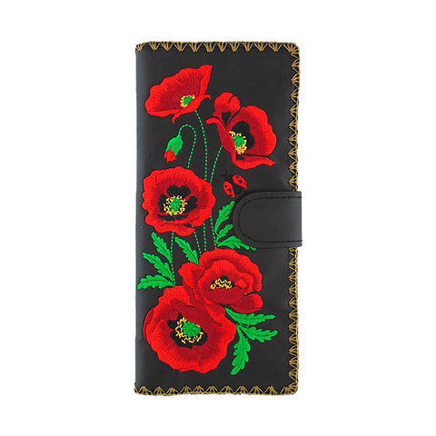 98-227: Poppy embroidered vegan large flat wallet