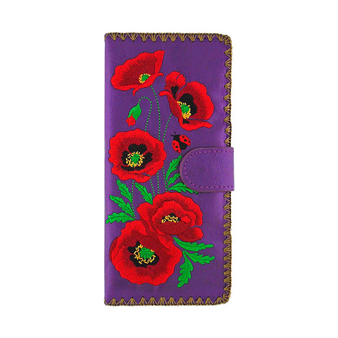 98-227: Poppy embroidered vegan large flat wallet