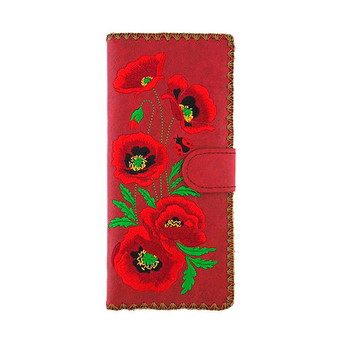 98-227: Poppy embroidered vegan large flat wallet