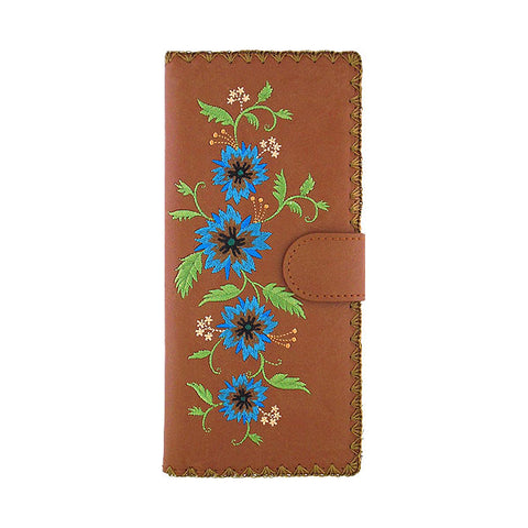 LAVISHY Eco-friendly bohemian style Carnation flower pattern embroidered vegan large flat wallet for women. This back wallet is great for everyday use, lovely gift idea for family & friends especially for people who celebrate Mexico & Mexican culture or just love flowers. Online shopping at LAVISHY BOUTIQUE. Wholesale at www.lavishy.com