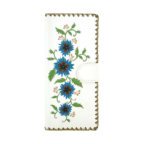 LAVISHY Eco-friendly bohemian style Carnation flower pattern embroidered vegan large flat wallet for women. This back wallet is great for everyday use, lovely gift idea for family & friends especially for people who celebrate Mexico & Mexican culture or just love flowers. Online shopping at LAVISHY BOUTIQUE. Wholesale at www.lavishy.com