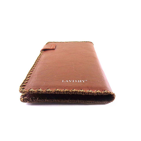 LAVISHY Eco-friendly octopus embroidered vegan large flat wallet for women. This brown wallet is great for everyday use, travel, or as fun gift idea for family & friends especially for people who love nautical / coastal lifestyle or simply love octopus. Online shopping at LAVISHY BOUTIQUE. Wholesale at www.lavishy.com.