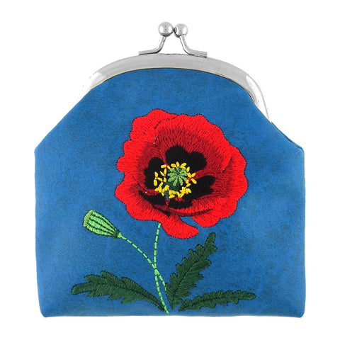 98-605: Poppy embroidered vegan coin purse