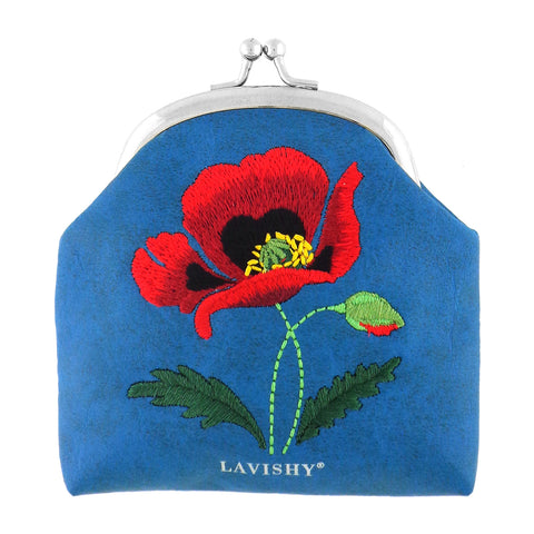 98-605: Poppy embroidered vegan coin purse