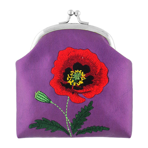 98-605: Poppy embroidered vegan coin purse