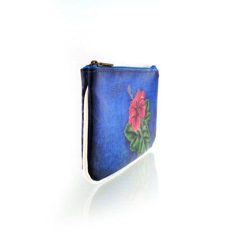 Mlavi hibiscus flower print vegan small pouch/coin purse