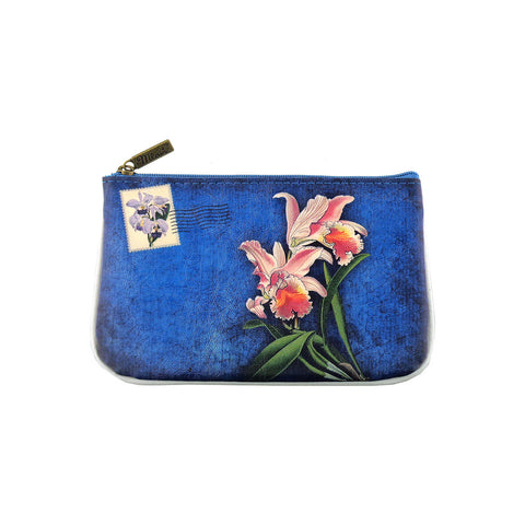 Mlavi orchid flower print vegan small pouch/coin purse