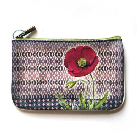 Mlavi peony flower print vegan small pouch/coin purse