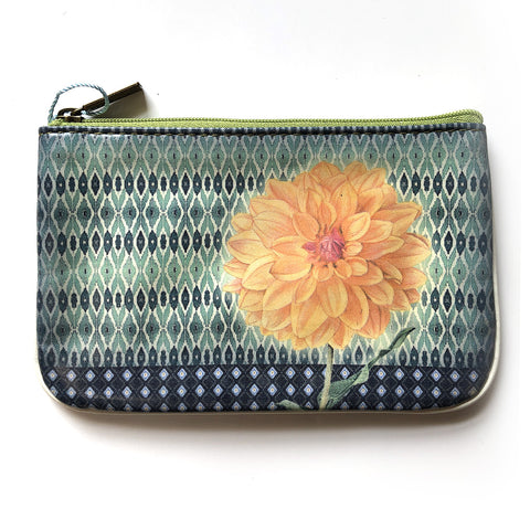 Mlavi Dahlia flower print small pouch/coin purse made with Eco-friendly & cruelty free vegan materials. wholesale at www.mlavi.com