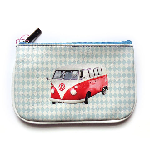 BC-GR012: Mlavi retro Volkswagen bus print small vegan leather pouch/coin purse
