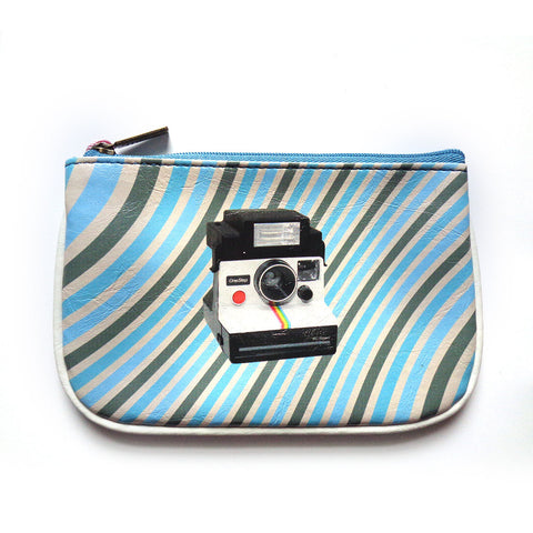 BC-GR014: Mlavi retro Polaroid instant camera print small vegan leather pouch/coin purse