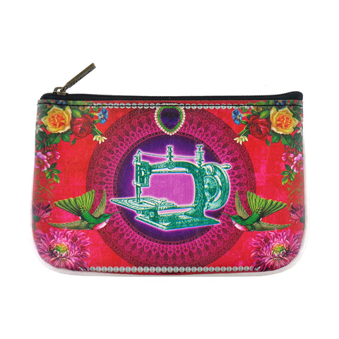 BC-GR015: Mlavi Sewing machine & hummingbird small vegan pouch/coin purse
