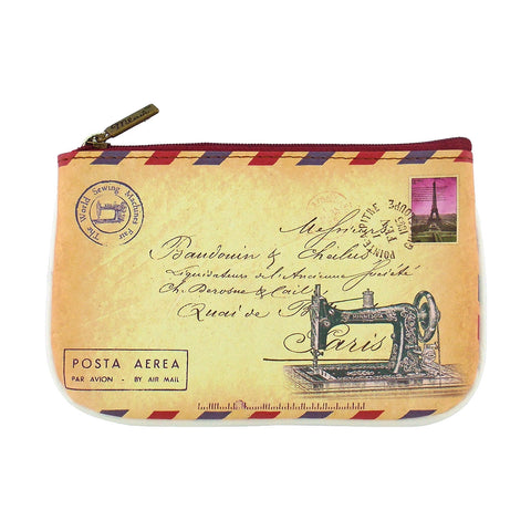 Mlavi retro sewing machine & scissors print vegan small pouch/coin purse. Wholesale available at www.mlavi.com