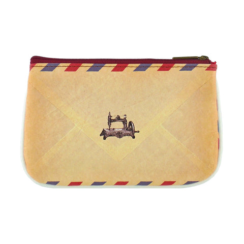 Mlavi retro sewing machine & scissors print vegan small pouch/coin purse. Wholesale available at www.mlavi.com
