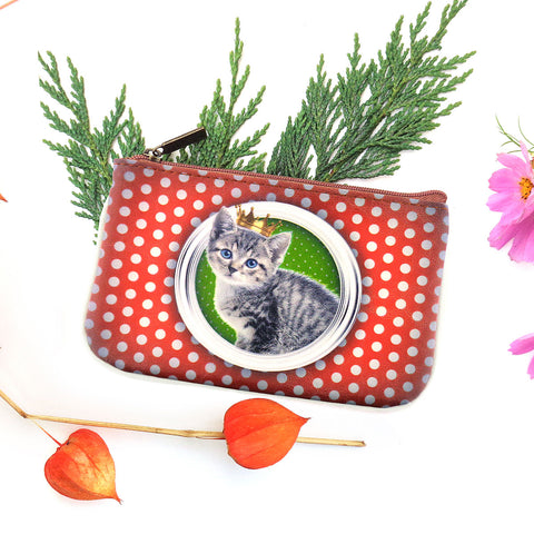 Mlavi prince cat print vegan leather small pouch/coin purse. Great for everyday use & a fun gift for family & friends. wholesale at www.mlavi.com
