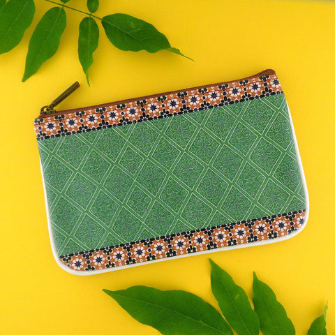Mlavi whimsical vegan small pouch/coin purse with Bohemian style Moroccan pattern printfor everyday use or as gift for family & friends. Wholesale at www.mlavi.com