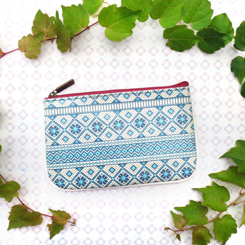 Mlavi whimsical Nordic Scandinavian pattern print vegan leather small pouch/coin purse for everyday use, travel or as gift for family & friends. Wholesale at www.mlavi.com