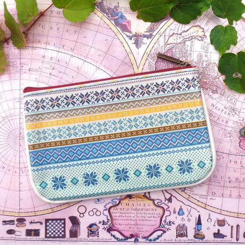 Mlavi whimsical Nordic Scandinavian pattern print vegan leather small pouch/coin purse for everyday use, travel or as gift for family & friends. Wholesale at www.mlavi.com