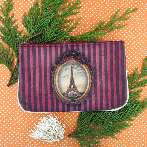 Mlavi vintage style Paris Eiffel tower vegan small pouch/coin purse made with durable, Eco-friendly vegan materials. Wholesale at www.mlavi.com