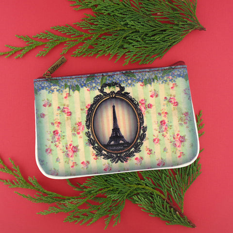 Mlavi vintage style Paris Eiffel tower vegan small pouch/coin purse made with durable, Eco-friendly vegan materials. Wholesale at www.mlavi.com