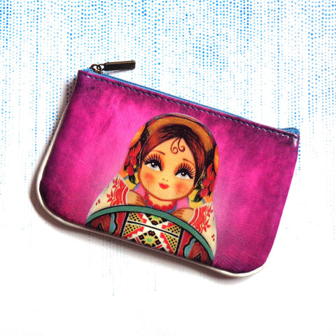 Mlavi Nesting doll Ukrainian girl small pouch / coin purse