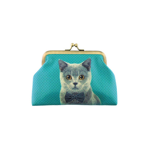 Mlavi cute cat print retro style kiss lock frame vegan leather coin purse for everyday use & gift idea for family & friends. Wholesale at www.mlavi.com