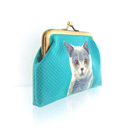 Mlavi cute cat print retro style kiss lock frame vegan leather coin purse for everyday use & gift idea for family & friends. Wholesale at www.mlavi.com