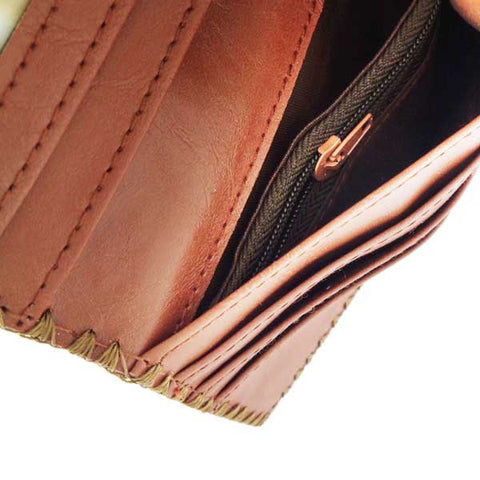 LAVISHY Eco-friendly octopus embroidered vegan large flat wallet for women. This brown wallet is great for everyday use, travel, or as fun gift idea for family & friends especially for people who love nautical / coastal lifestyle or simply love octopus. Online shopping at LAVISHY BOUTIQUE. Wholesale at www.lavishy.com.