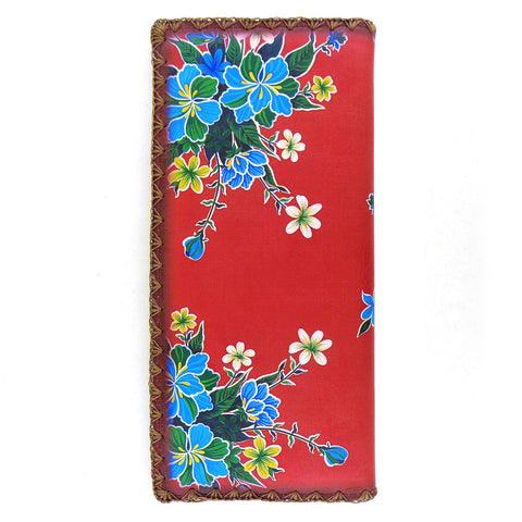 Mlavi retro style Mexican oilcloth style flower print vegan large flat wallet for everyday use & a cool gift for family & friends. Wholesale at www.mlavi.com