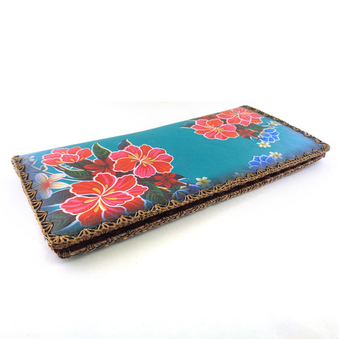 Mlavi retro style Mexican oilcloth style flower print vegan large flat wallet for everyday use & a cool gift for family & friends. Wholesale at www.mlavi.com