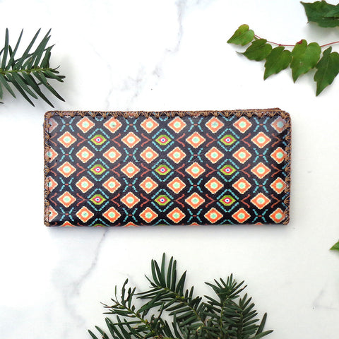BW-IK012: Mlavi Ikat print large flat vegan wallet for online shopping