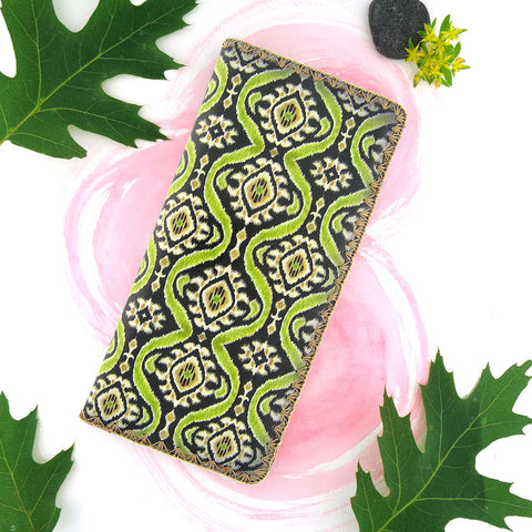 BW-IK013: Mlavi Ikat print large flat vegan wallet for online shopping