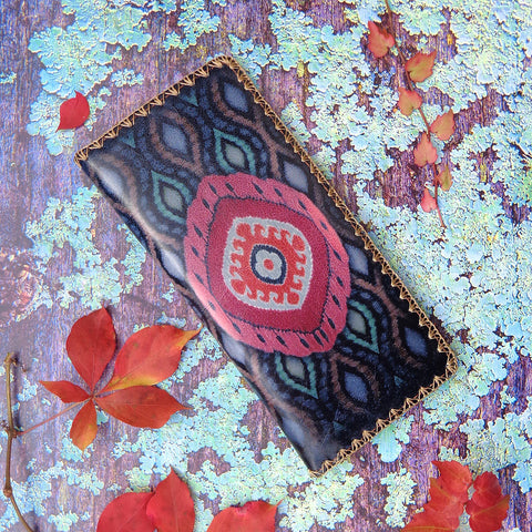 BW-IK014: Mlavi Ikat print large flat vegan wallet for online shopping