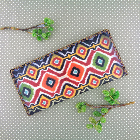 BW-IK025: Mlavi Ikat print large flat vegan wallet for online shopping