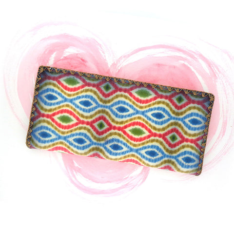 BW-IK031: Mlavi Ikat print large flat vegan wallet for online shopping
