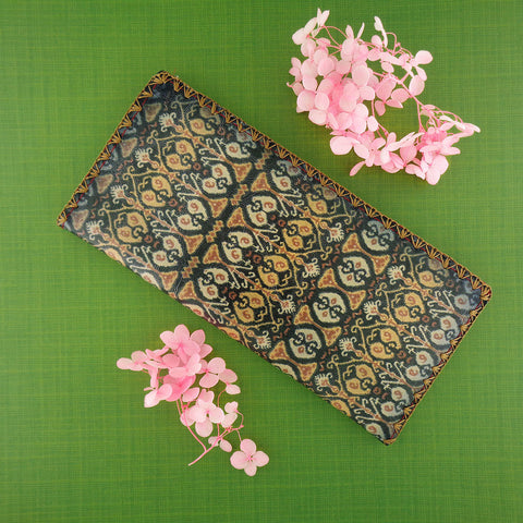 BW-IK032: Mlavi Ikat print large flat vegan wallet for online shopping