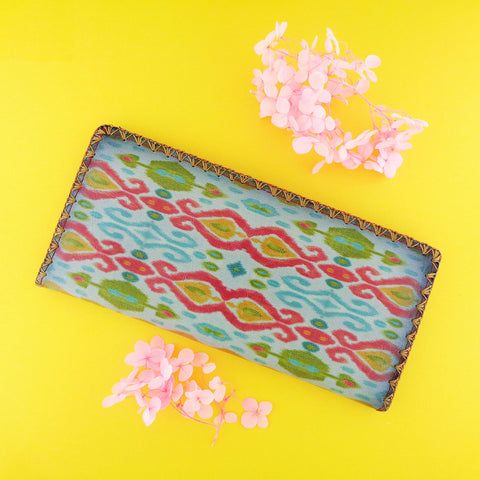 BW-IK033: Mlavi Ikat print large flat vegan wallet for online shopping